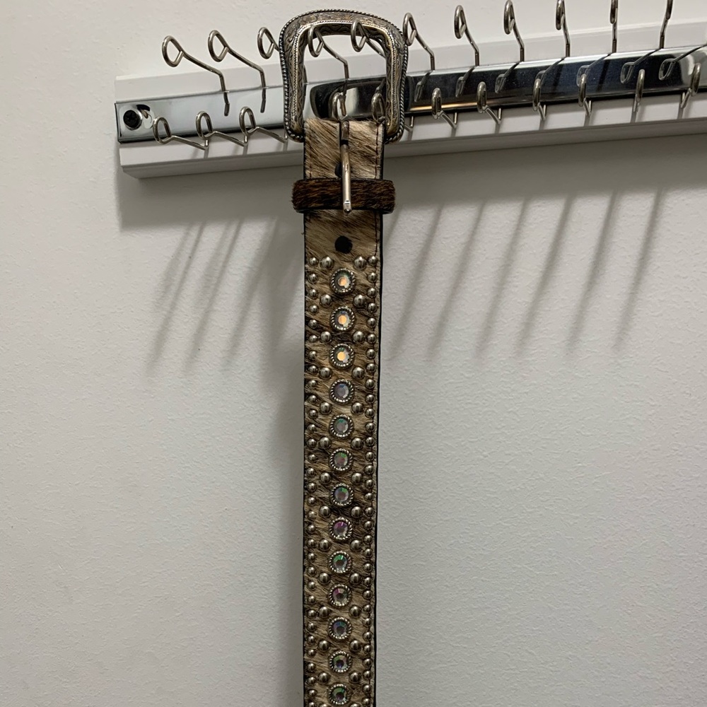 Bling leather and horsehair belt